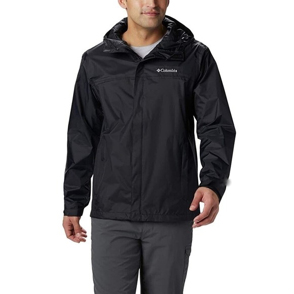 COLUMBIA Sportswear Windbreaker Jacket NEW Mens Size M Hooded Soft Shell BLACK